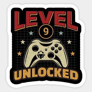 9th Birthday Level 9 Unlocked Video Game Gamer Sticker